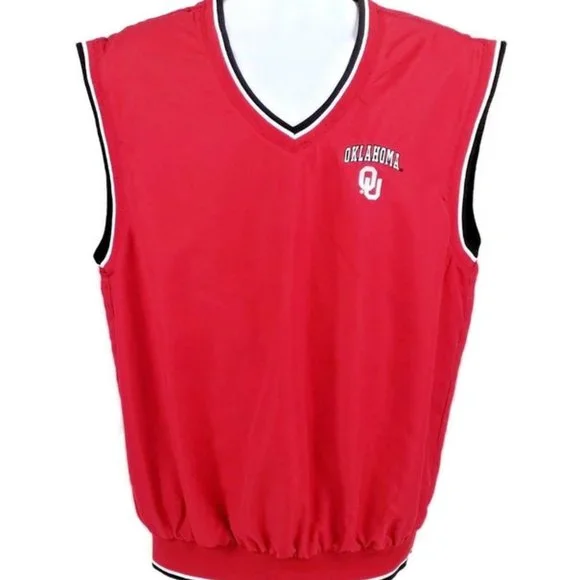 Colosseum Athletics Oklahoma Sooners OU Red Pullover Golf Wind Vest Mens L